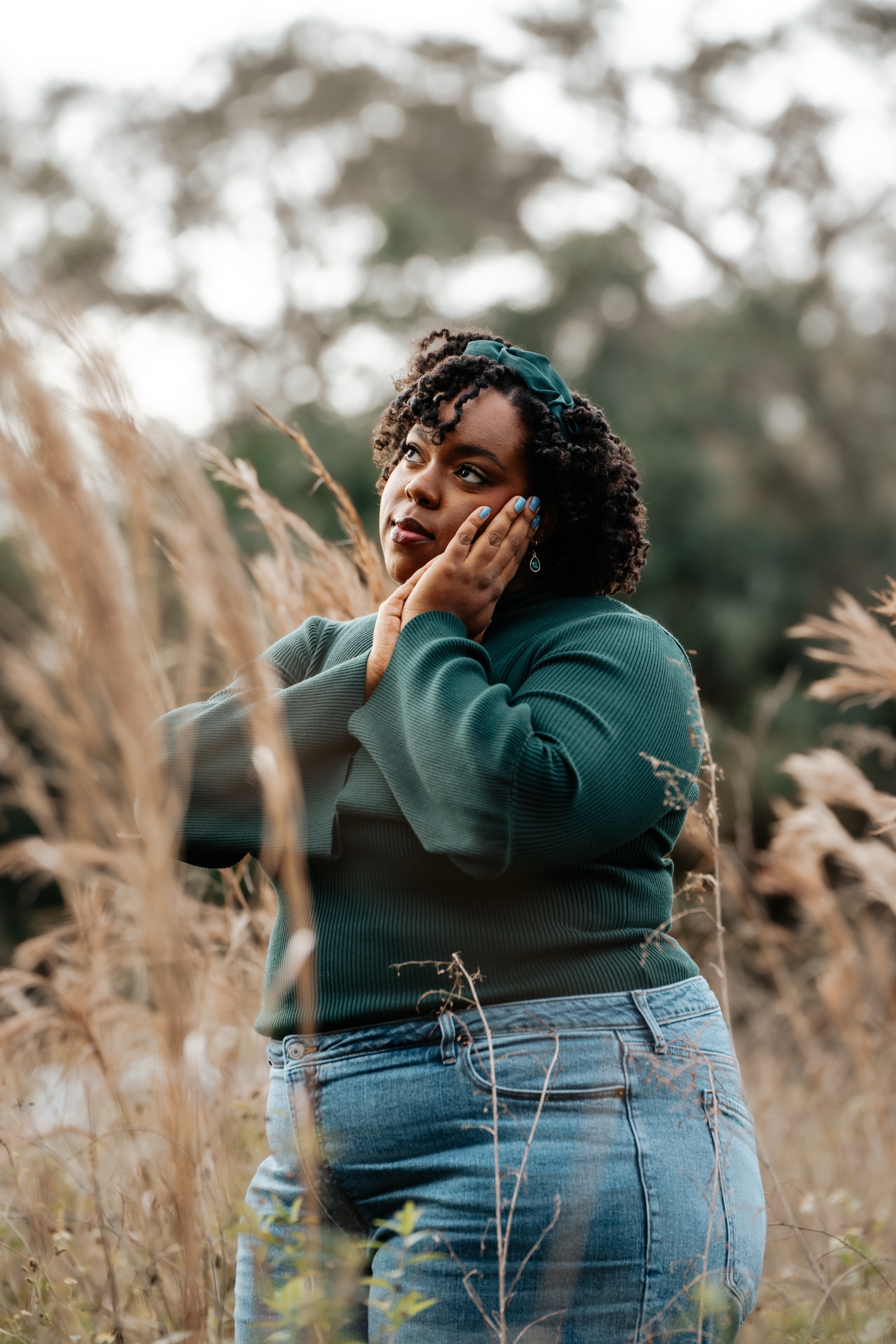 Woman in Field Gazing